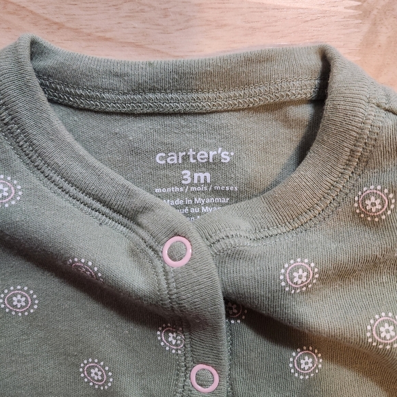 Baby Girl's 3 Month Button-up Footie Pajamas with Cute Animal - Picture 3 of 4